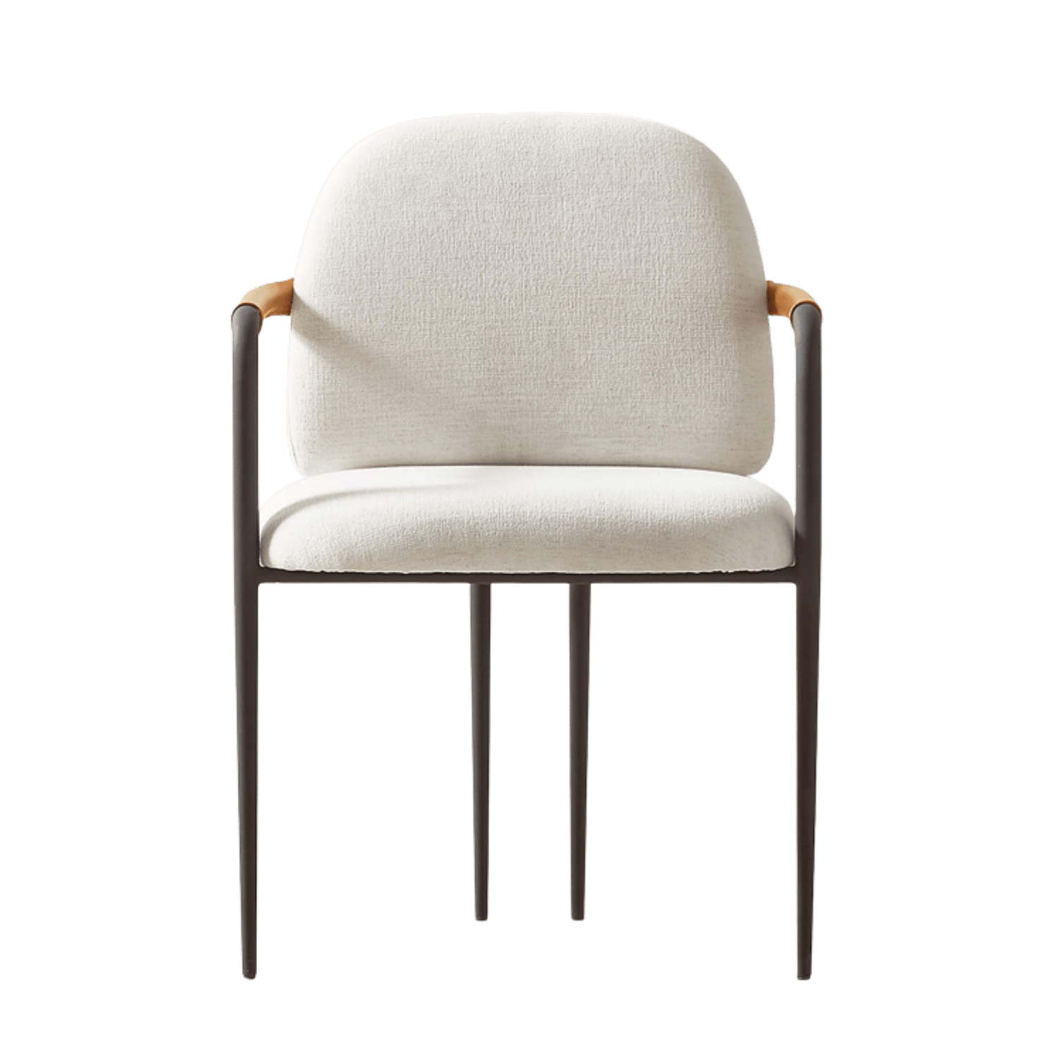 Brown leather banquette seating in dining room